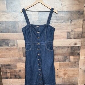 NWOT Levi's Orange Tab Sleeveless Button Down Denim Dress Sz Med Women's